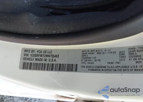 2021 Ram 1500 Big Horn 4X4 6'4 Box from USA, damaged, VIN 1C6SRFMT2MN755463